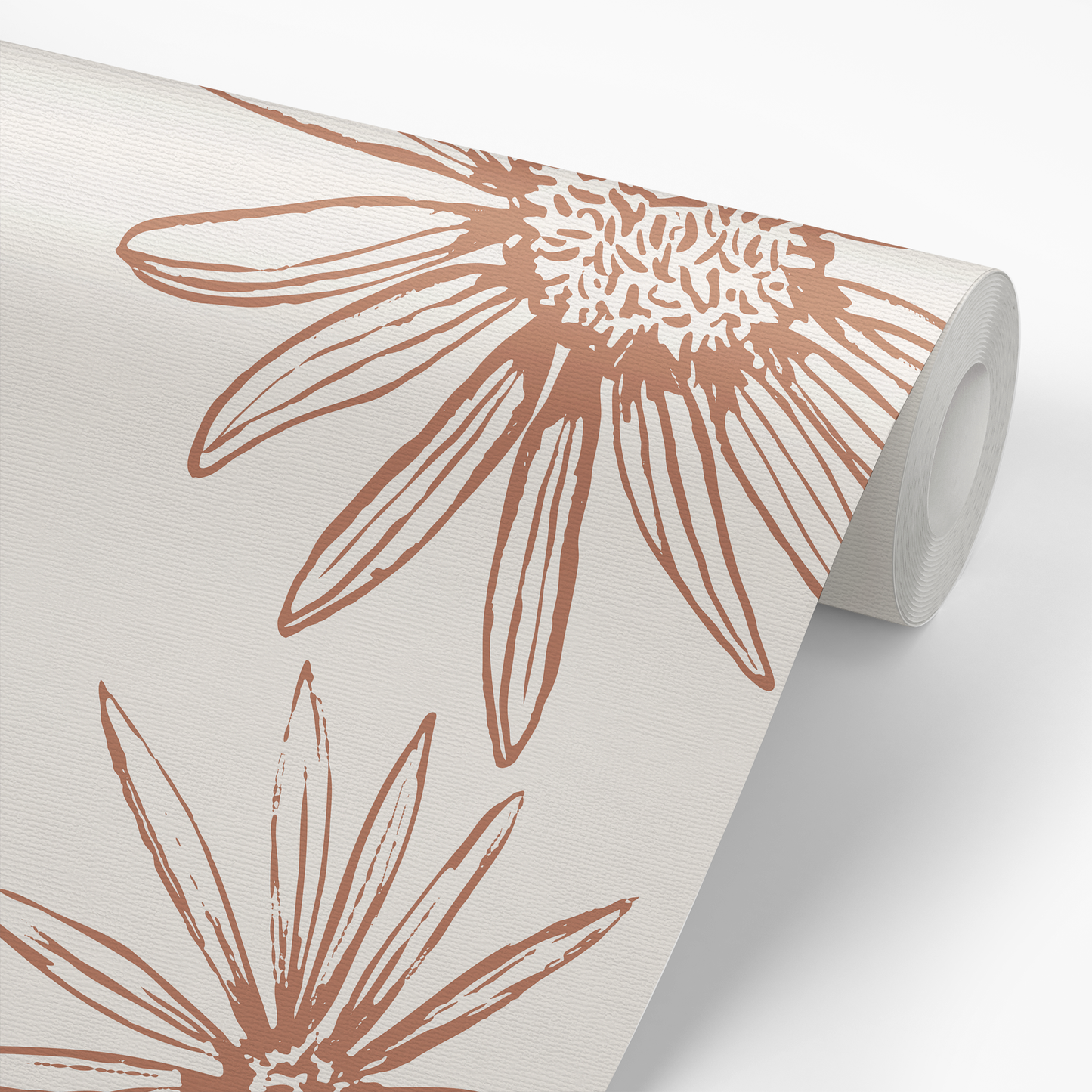 String of Daisies Wallpaper - Terracotta