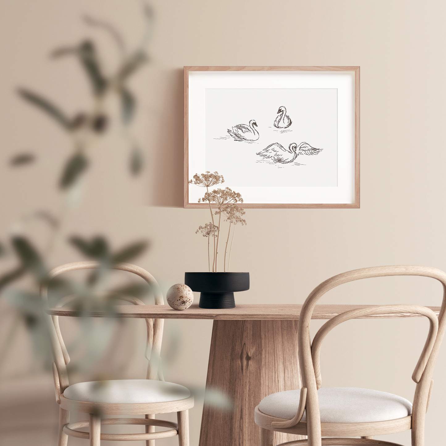Swan Trio Art Print