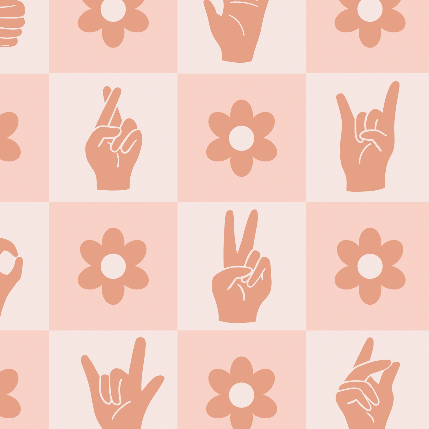 Retro Hand Signs Wallpaper - Pink