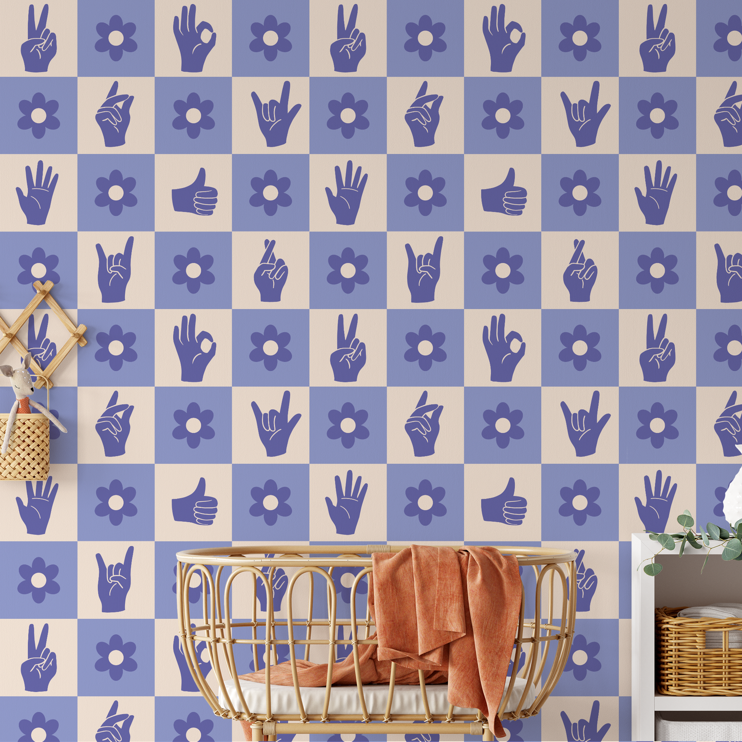 Retro Hand Signs Wallpaper - Purple