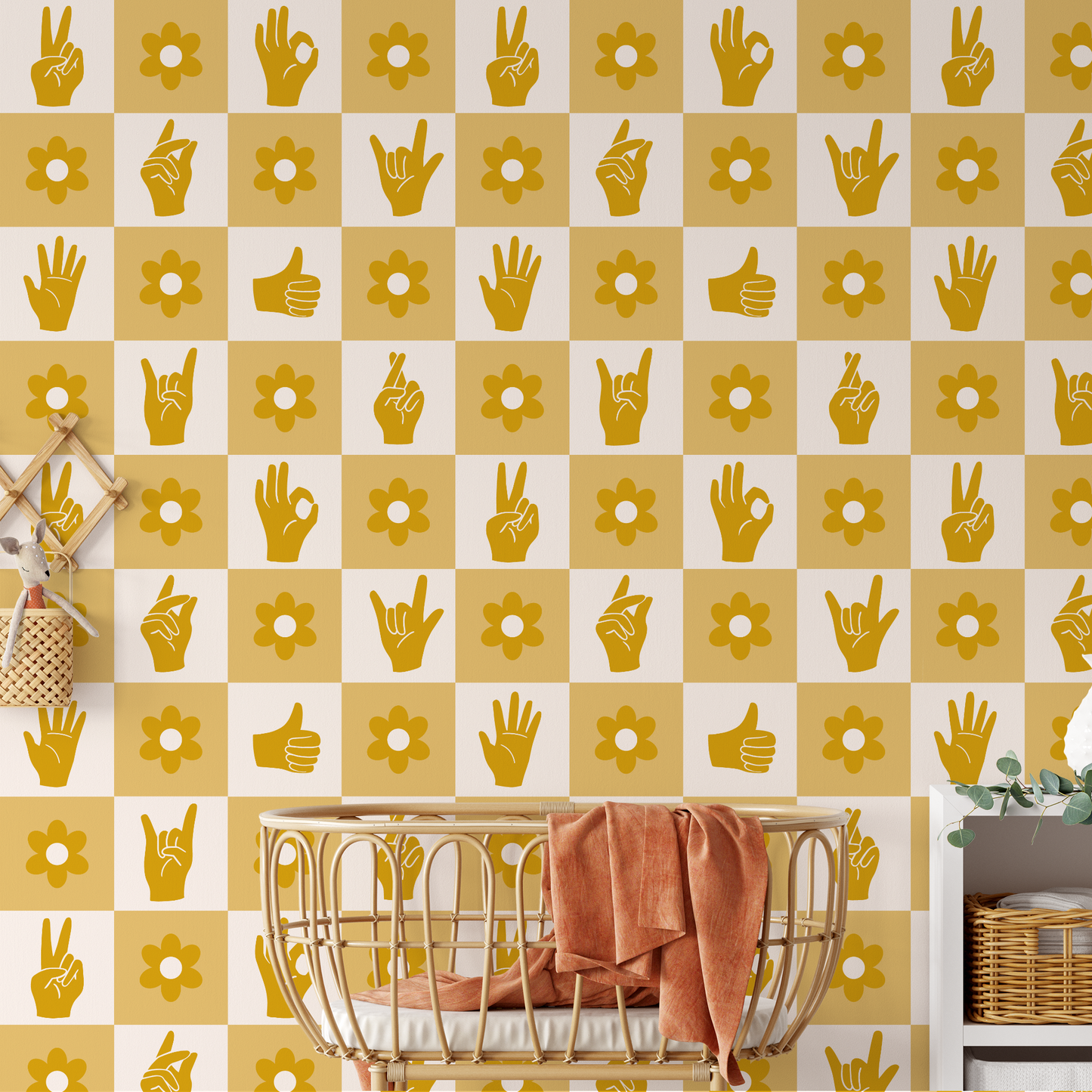 Retro Hand Signs Wallpaper - Yellow