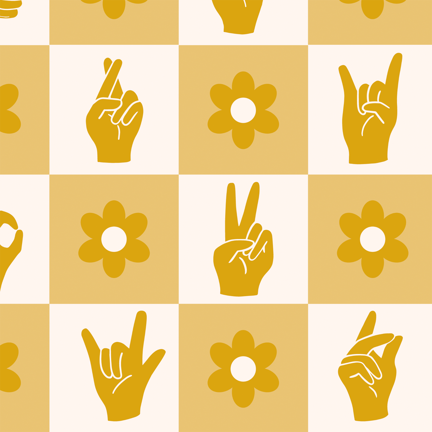 Retro Hand Signs Wallpaper - Yellow