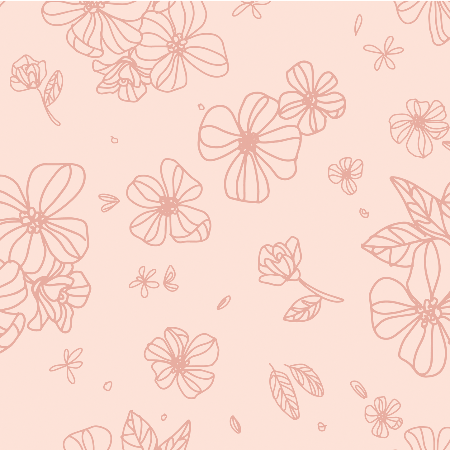 Stenciled Flowers Wallpaper - Pink