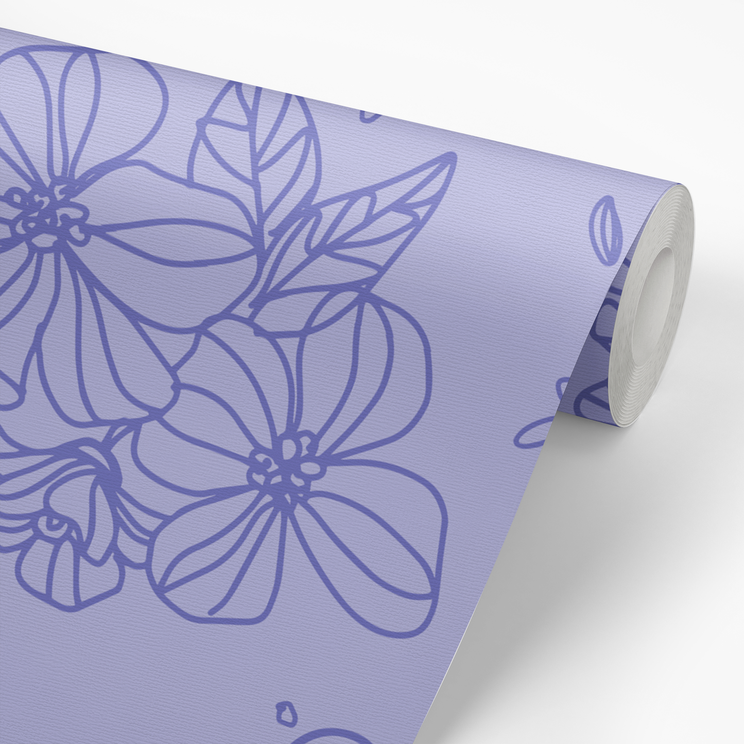 Stenciled Flowers Wallpaper - Purple