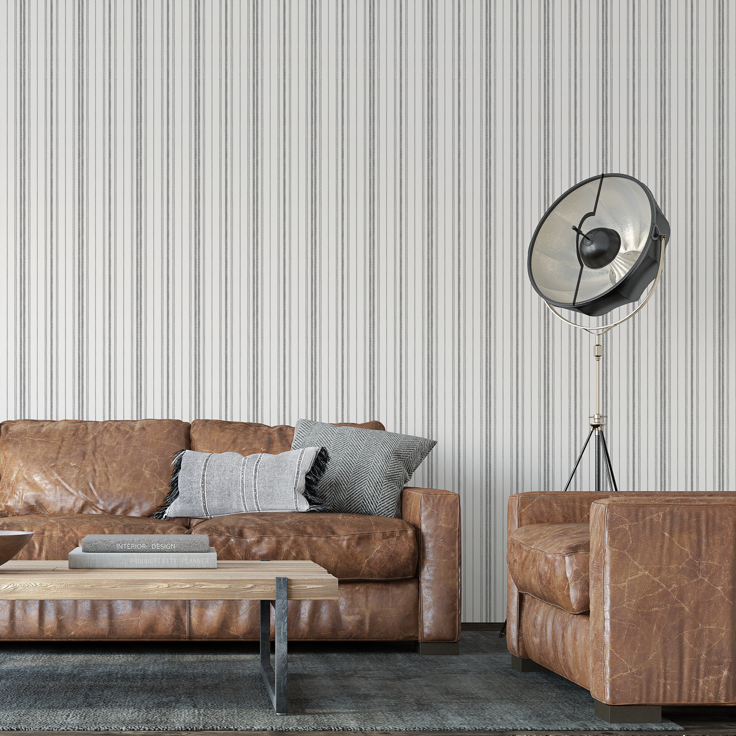 Ticking Stripe Wallpaper - Black