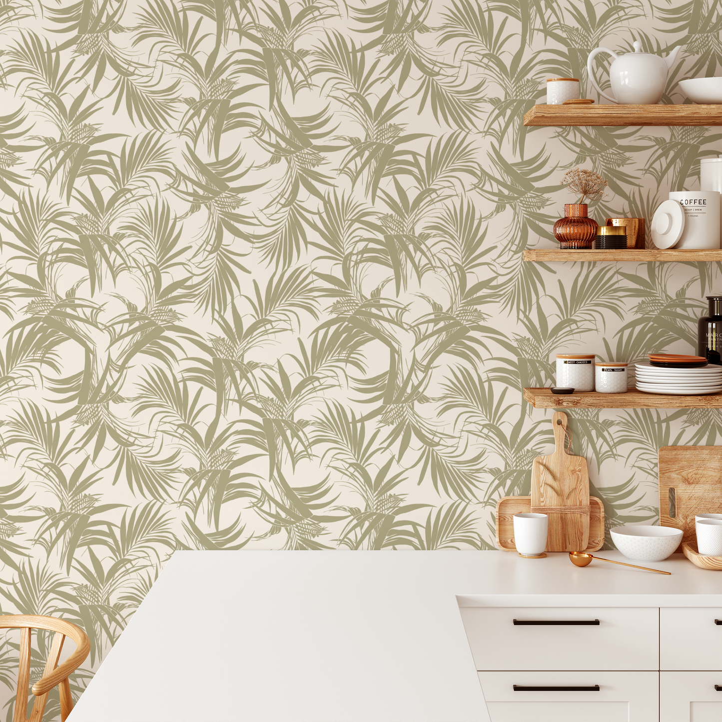 Tropics Wallpaper - Tropics Tan/Green
