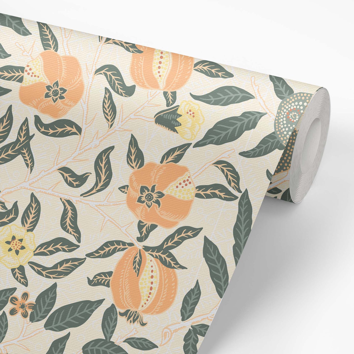 Pomegranate Wallpaper - Peach and Green
