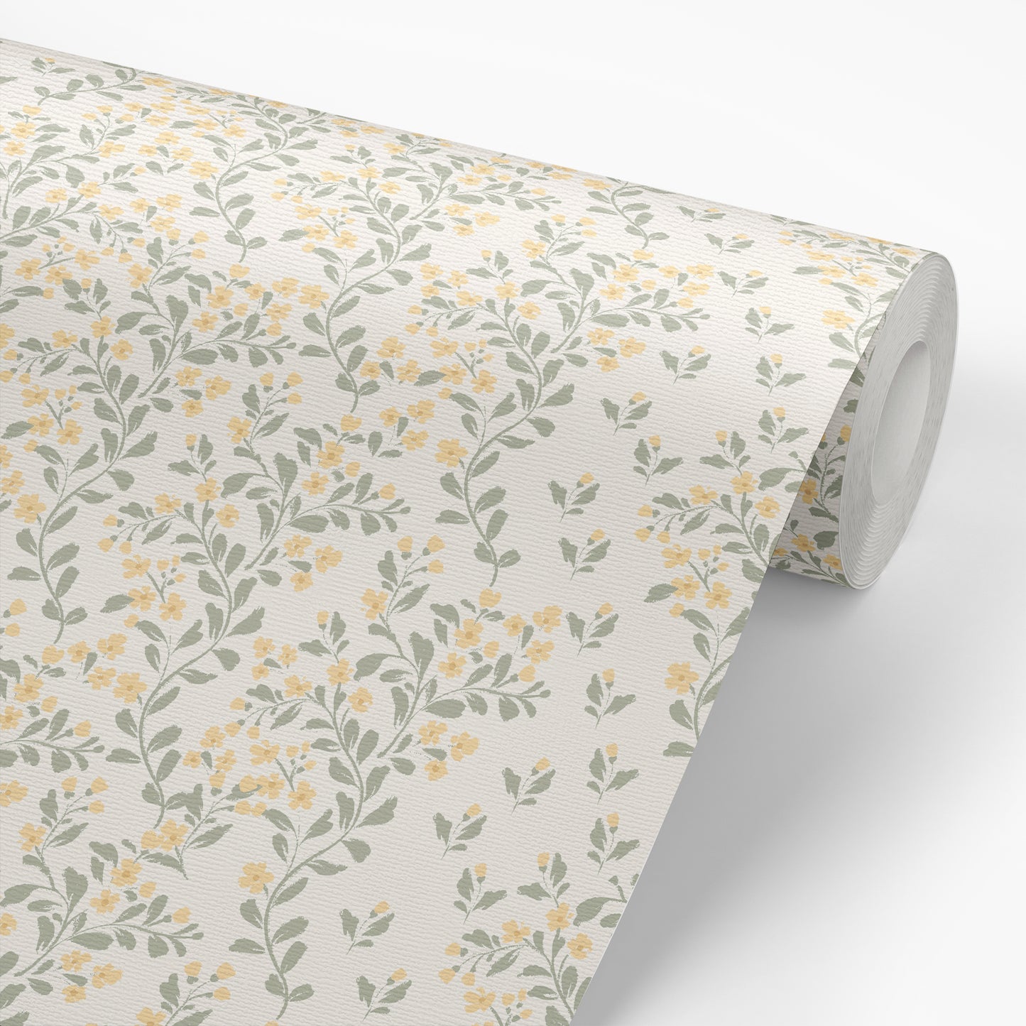 Abigail Wallpaper in Cream shown on a wallpaper roll.