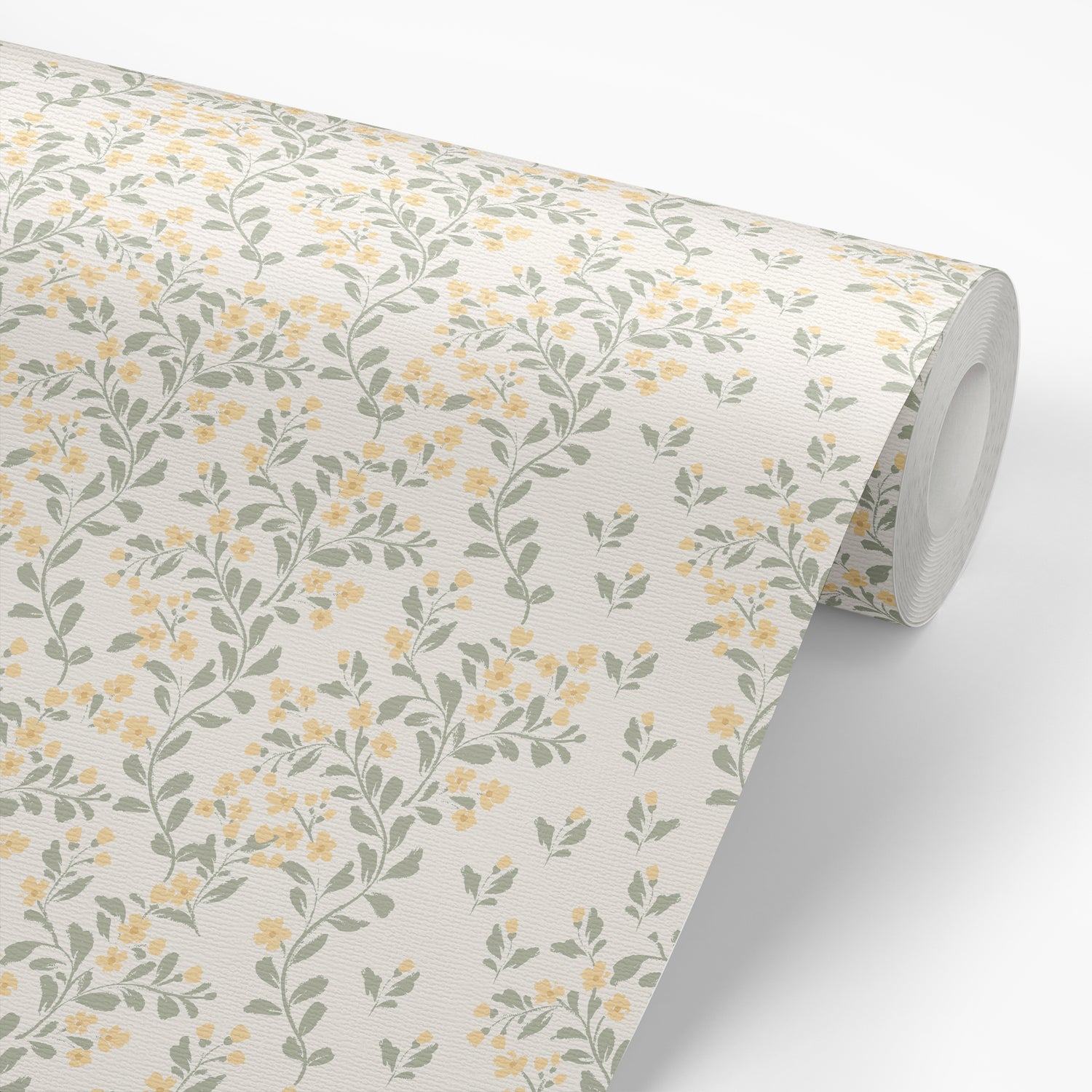 Abigail Wallpaper in Cream shown on a wallpaper roll.