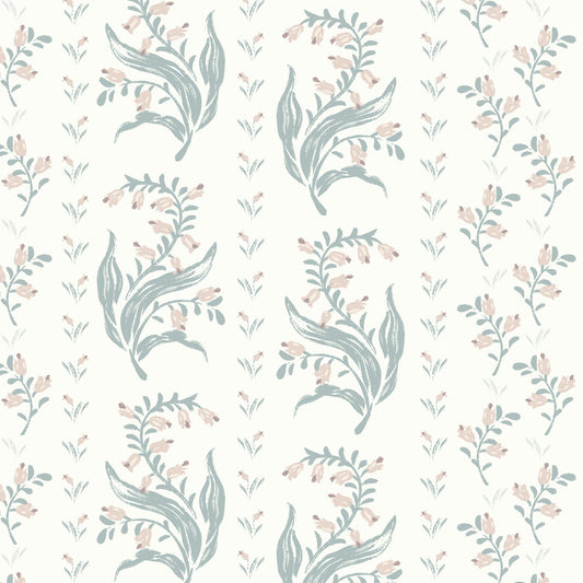 Agnes Wallpaper in Blue shown close up.