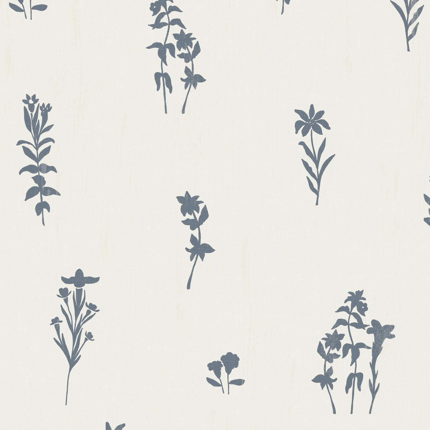 Closeup view of Alpine Wildflowers Wallpaper in Blue.