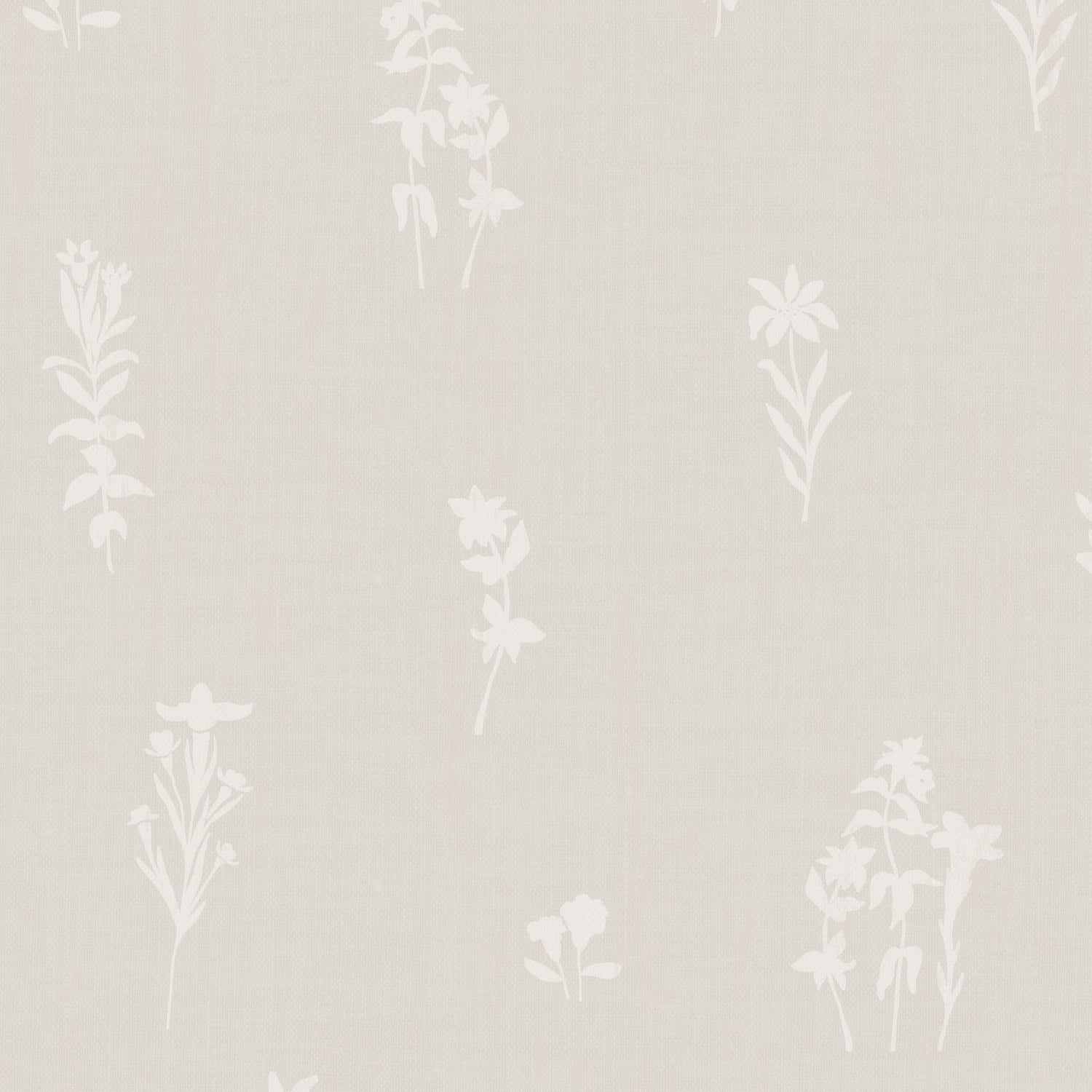 Closeup view of Alpine Wildflowers Wallpaper in Neutral.