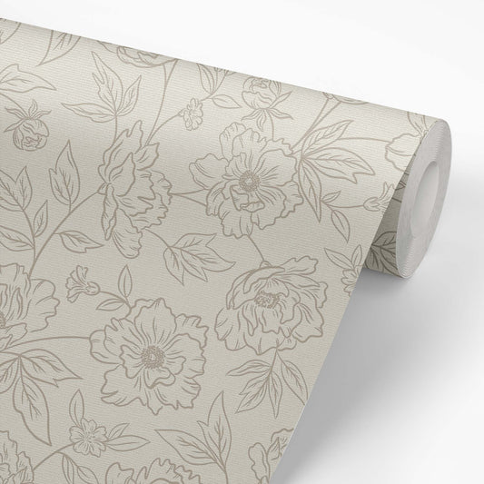 Anemone Blooms Wallpaper - Beige