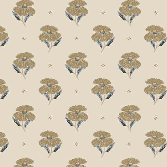 Closeup view of Antique Poppy Wallpaper in Tan