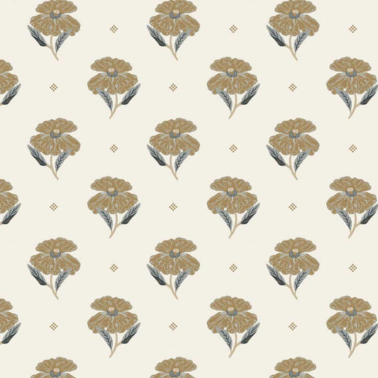 Closeup view of Antique Poppy Wallpaper in Cream