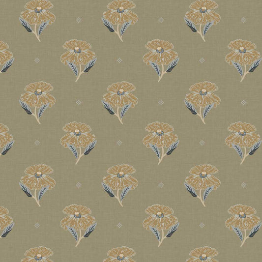 Closeup view of our Antique Poppy Wallpaper in Sage