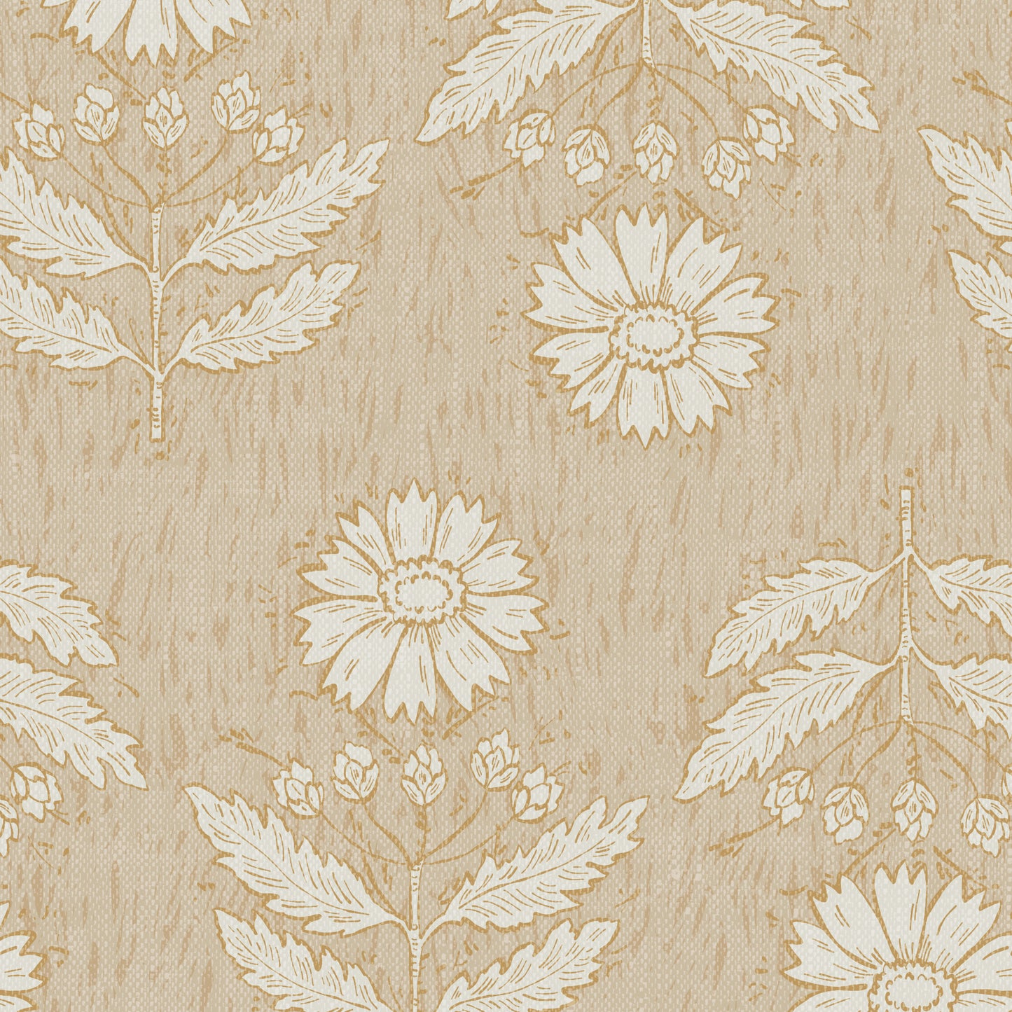Antique Floral Rows Wallpaper - Tan