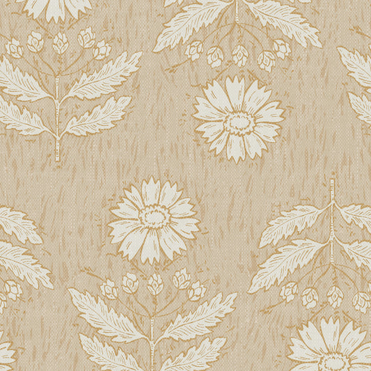 Antique Floral Rows Wallpaper - Tan