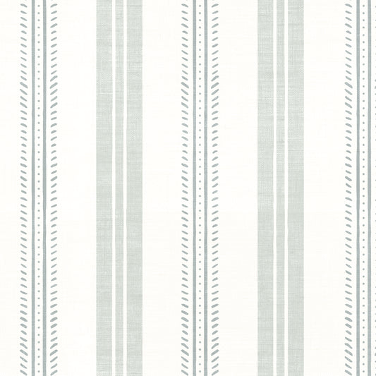 Antique Linen Stripes in Sea Salt on Cream shown close up.