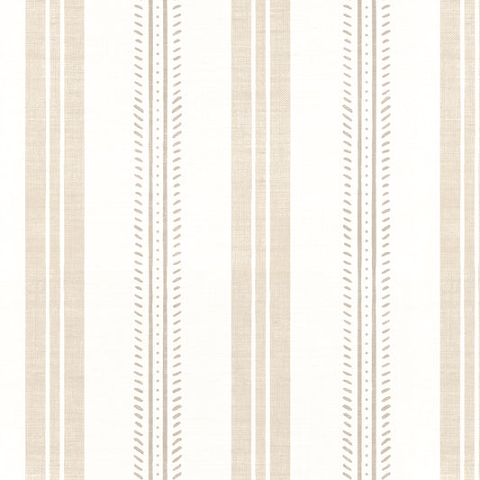Antique Linen Stripes in Natural Linen on Cream shown up close.