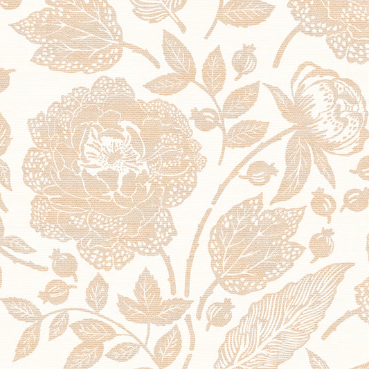 Antique Peonies Wallpaper - Beige