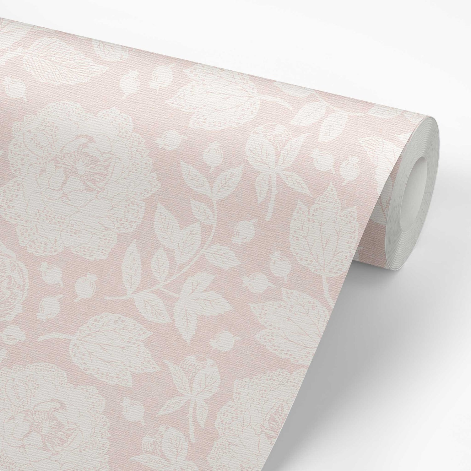 Antique Peonies Wallpaper - Cream on Soft Pink