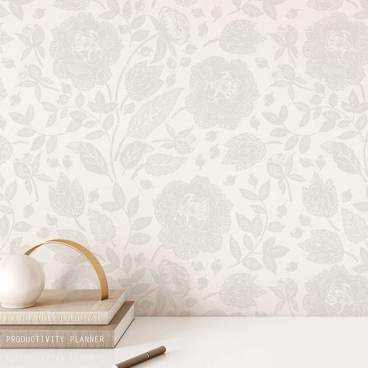 Antique Peonies Wallpaper - Neutral