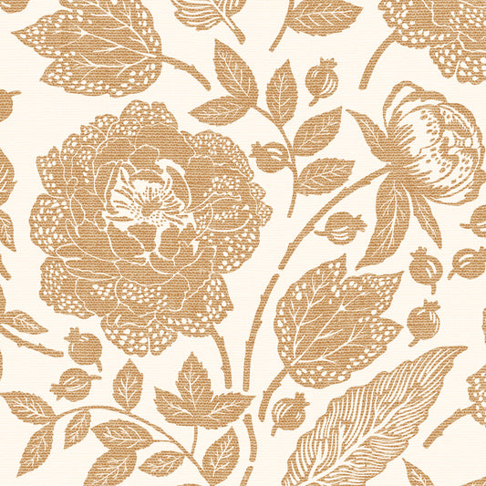 Antique Peonies Wallpaper - Tawny