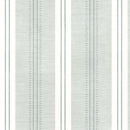 Antique Linen Stripe Wallpaper in Sea Salt in a closeup view