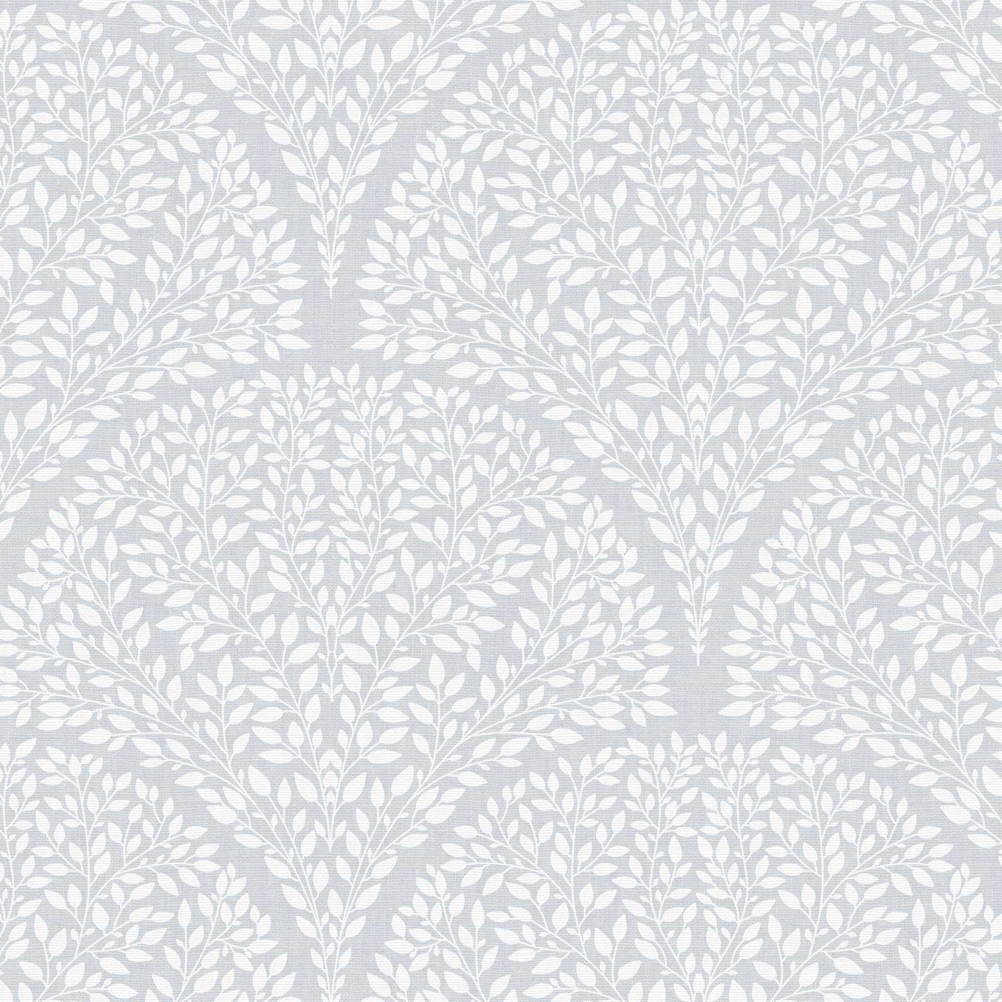 Arched Leaves Wallpaper in French Blue Gray shown in a closeup view