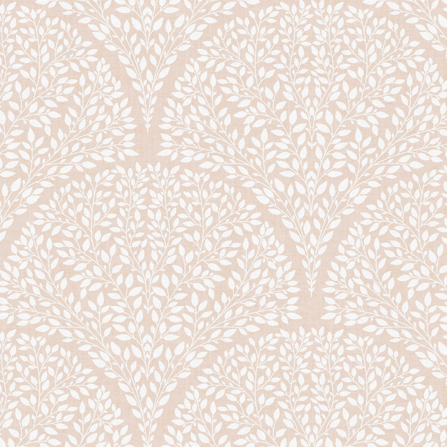 Arched Leaves Wallpaper in Soft Coral shown in a closeup view