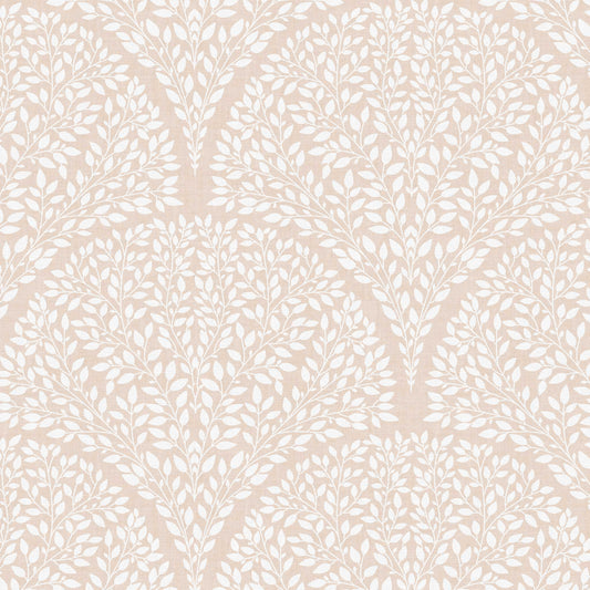 Arched Leaves Wallpaper in Soft Coral shown in a closeup view