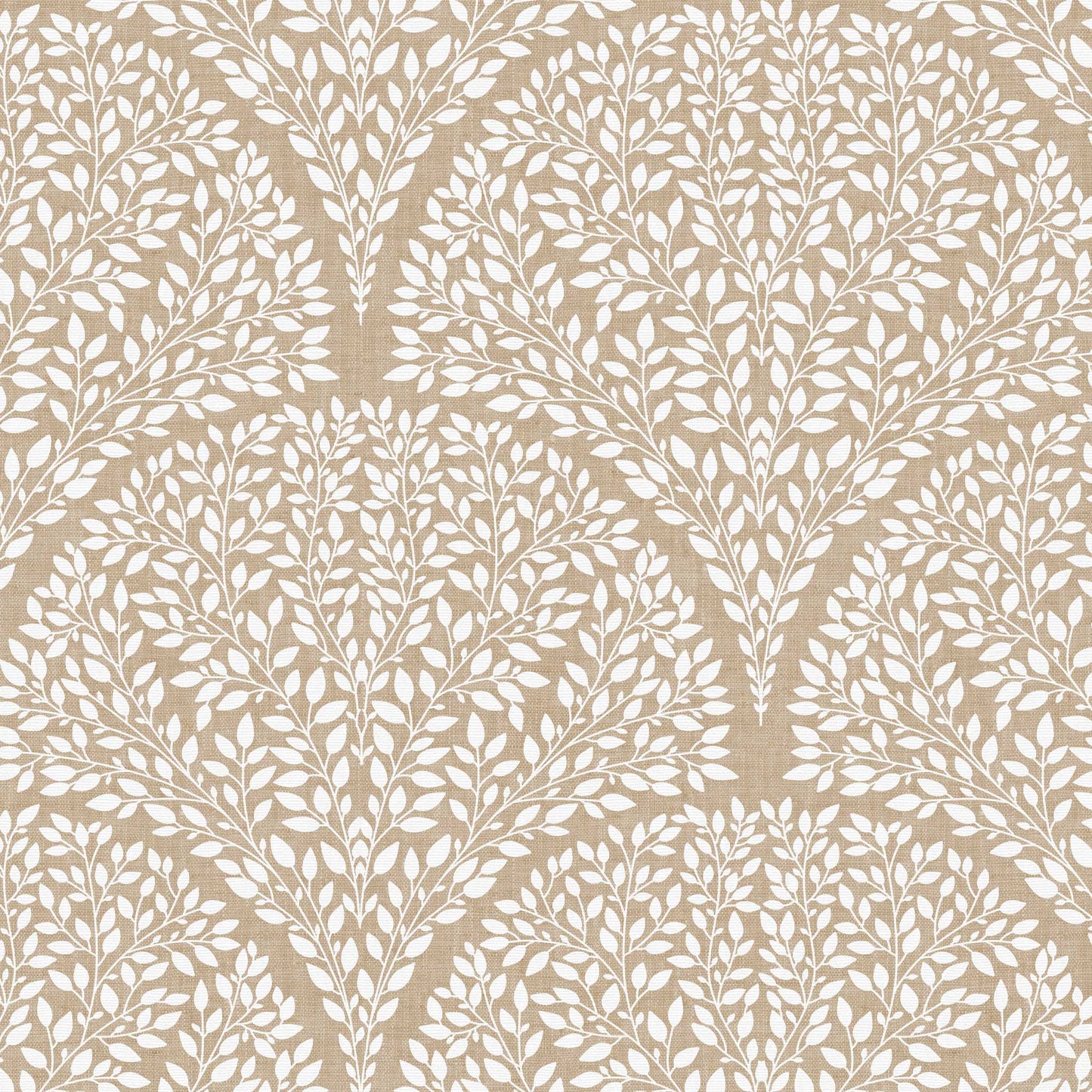 Arched Leaves Wallpaper in Beige shown in a closeup view