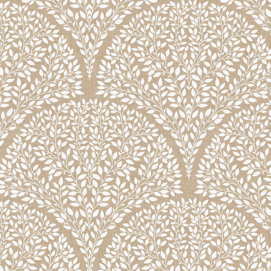 Arched Leaves Wallpaper in Beige shown in a closeup view