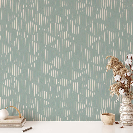 Ocean Waves Wallpaper - Soft Teal