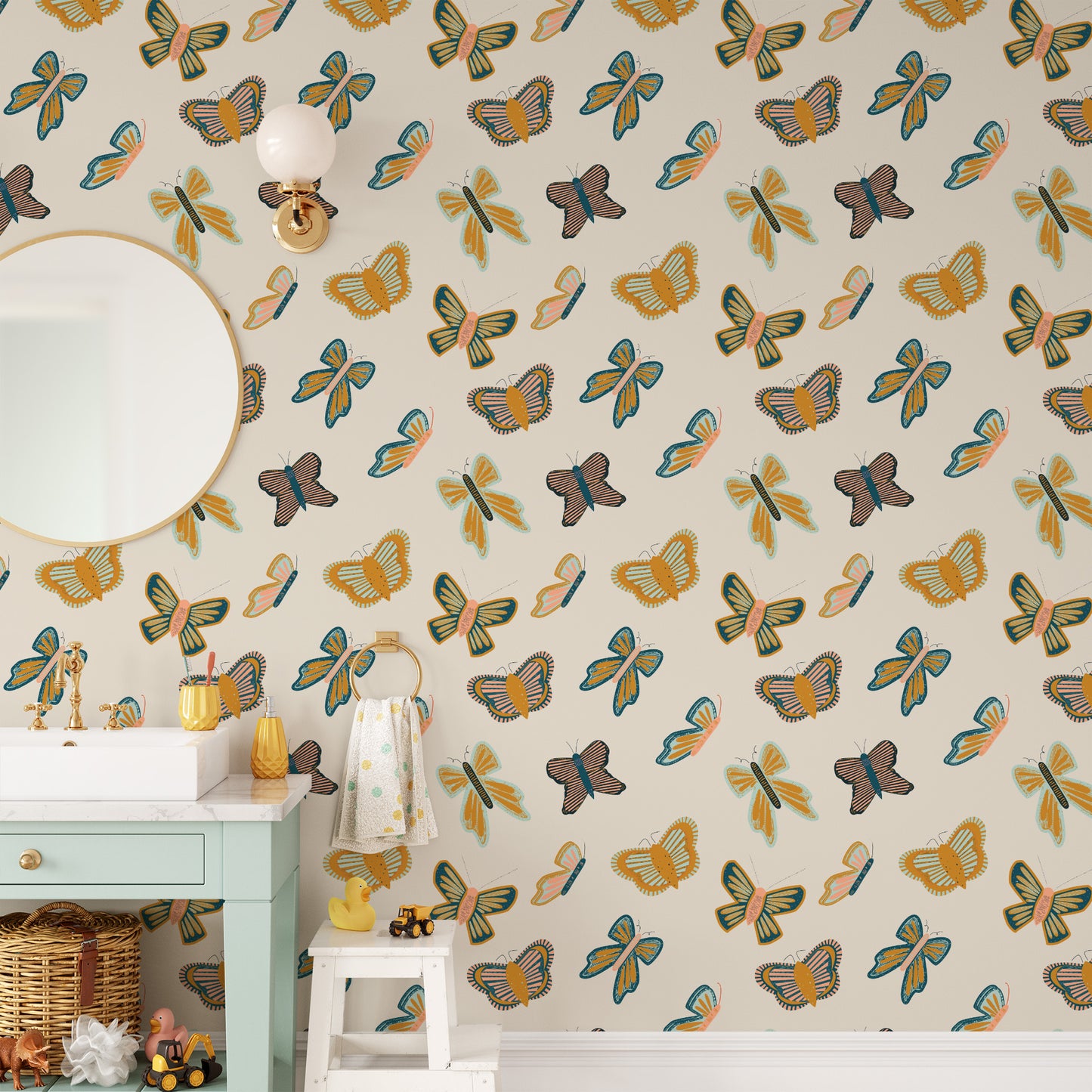 Butterflies Wallpaper - Ochre