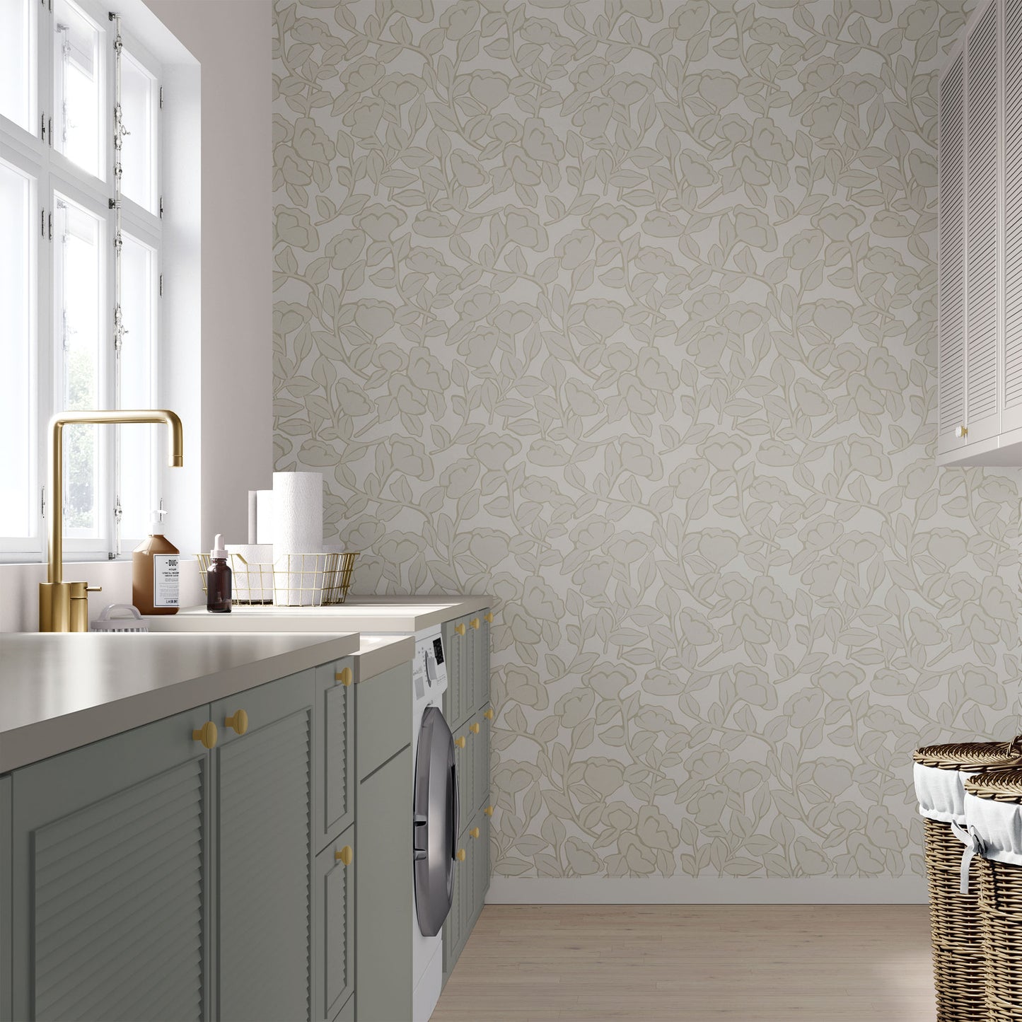 Introduce a touch of elegant charm to your walls with Brookline wallpaper shown in full size.