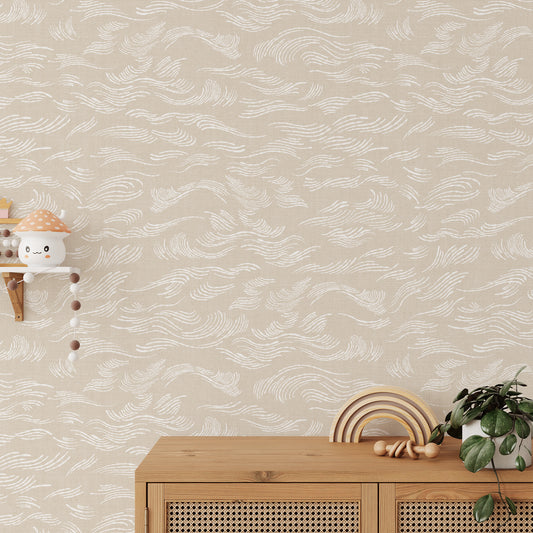 Beach Waves Wallpaper - Tan