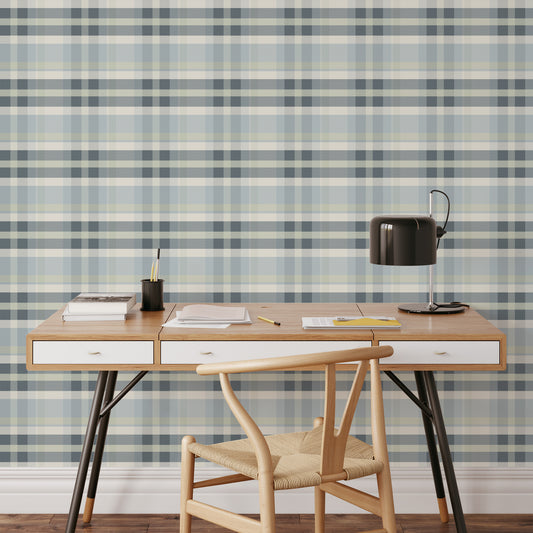 Beau Plaid Wallpaper - Blue Green