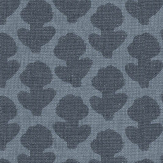 Close up view of our Block Printed Floral in Blue.