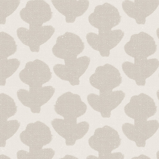 Closeup view of our Block Printed Floral Wallpaper in Cream.