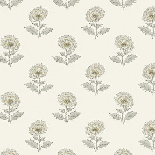 Closeup view of our Boho Peony Wallpaper in Cream