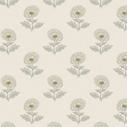Closeup view of our Boho Peony Wallpaper in Linen