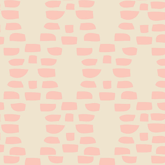Closeup view of Incan Trellis Wallpaper in Pink by artist Brenda Bird