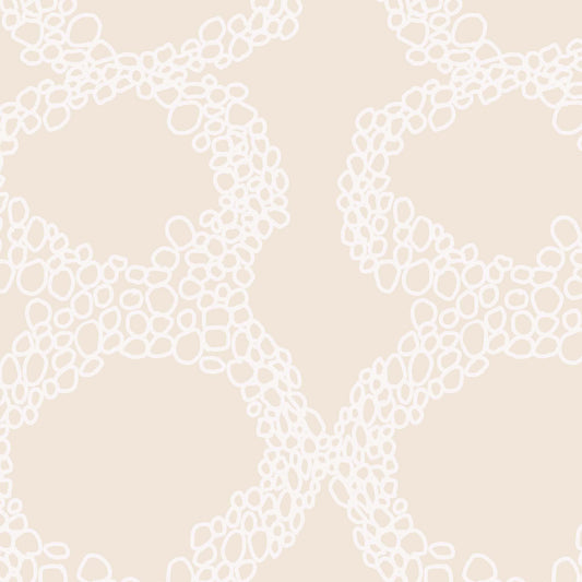 Close up view of Circles Wallpaper in Cream by artist Brenda Bird