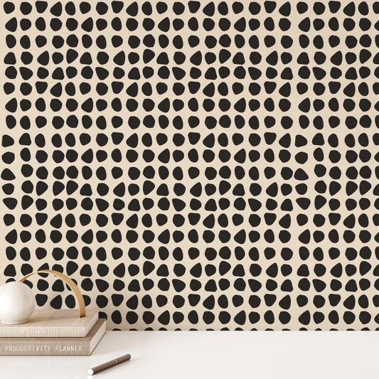 Office preview of Organic Dots Wallpaper in Cream by artist Brenda Bird