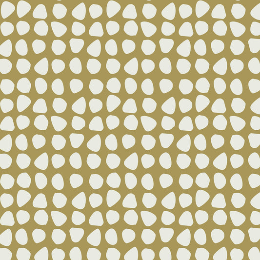 Closeup view of Organic Dots Wallpaper in Yellow Green by artist Brenda Bird
