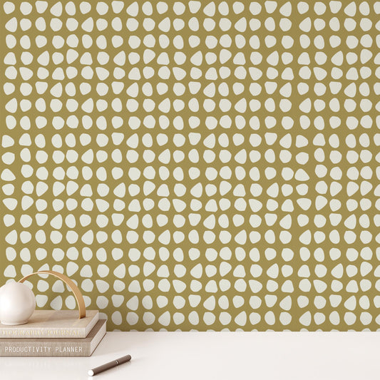 Office preview of Organic Dots Wallpaper in Yellow Green by artist Brenda Bird