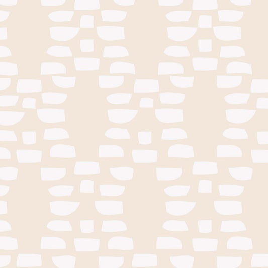 Closeup view of Incan Trellis Wallpaper in Ivory by artist Brenda Bird