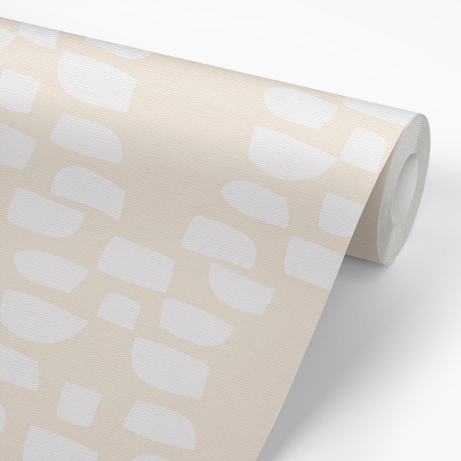 Sample roll of Incan Trellis Wallpaper in Ivory by artist Brenda Bird